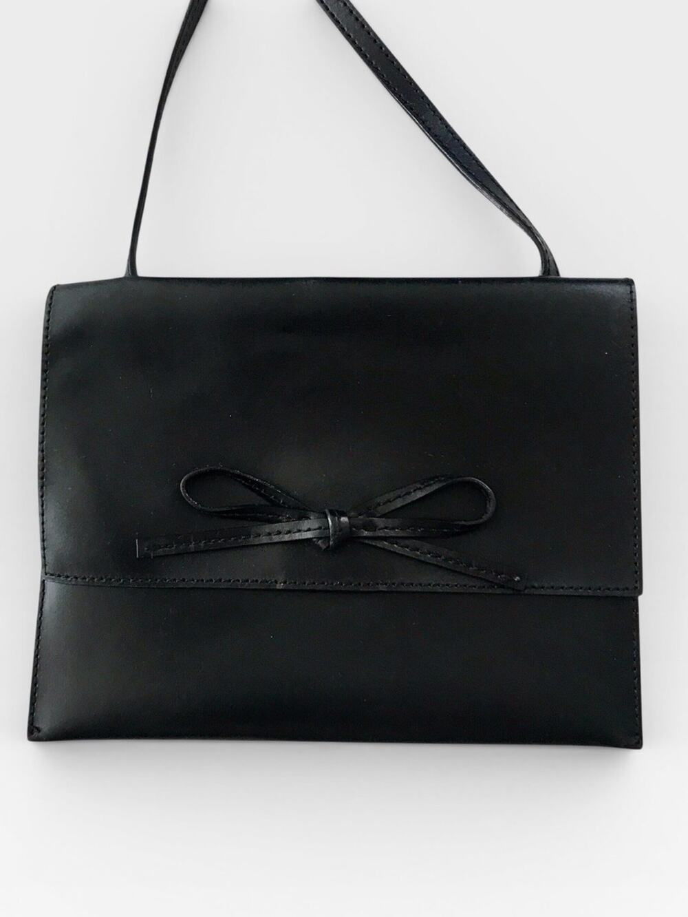 Gap Black Leather Crossbody Purse Bow-Accent Shoulder Small Bag